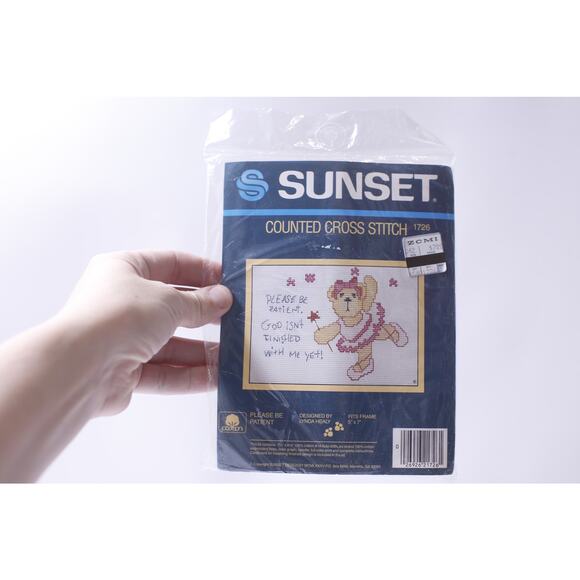 Sunset, Counted Cross, Stitch, Cotton, Ballerina, Teddy Bear, God Isnt Finished - Picture 1 of 3